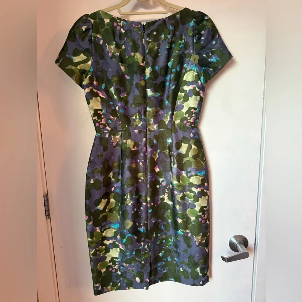 J. Crew Multi Floral Watercolor Print Midi Sheath Dress - Picture 2 of 3